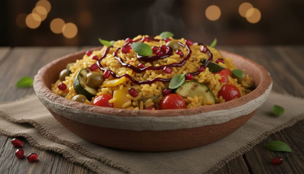 découvrez comment sublimer votre risotto aux légumes du soleil en y incorporant la mélasse de grenade pour une touche sucrée et acidulée unique.