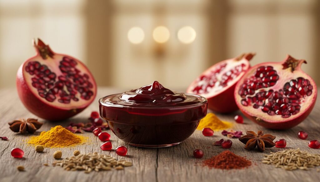 découvrez la saveur unique et intense de la mélasse de grenade, un ingrédient incontournable en gastronomie traditionnelle qui sublime vos plats avec son goût sucré-acidulé.