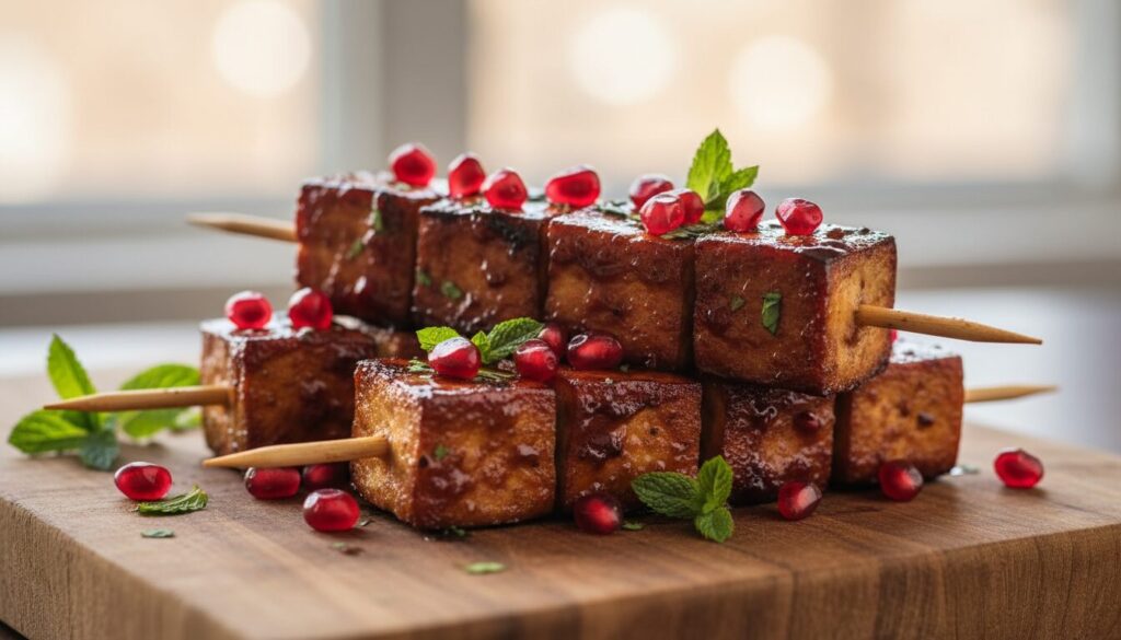 découvrez comment préparer des brochettes de tofu glacées à la mélasse de grenade, une recette savoureuse et originale idéale pour un repas végétarien plein de fraîcheur.