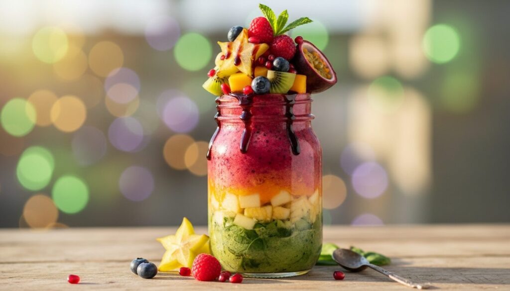 découvrez comment préparer un smoothie fruité délicieux agrémenté d'une touche gourmande de mélasse de grenade pour un goût unique et rafraîchissant.