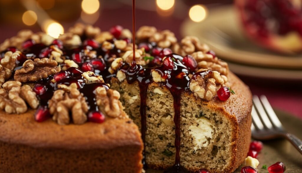 découvrez une recette originale de cake salé à la mélasse de grenade et aux noix, alliant douceur et croquant pour un apéritif gourmand et raffiné.