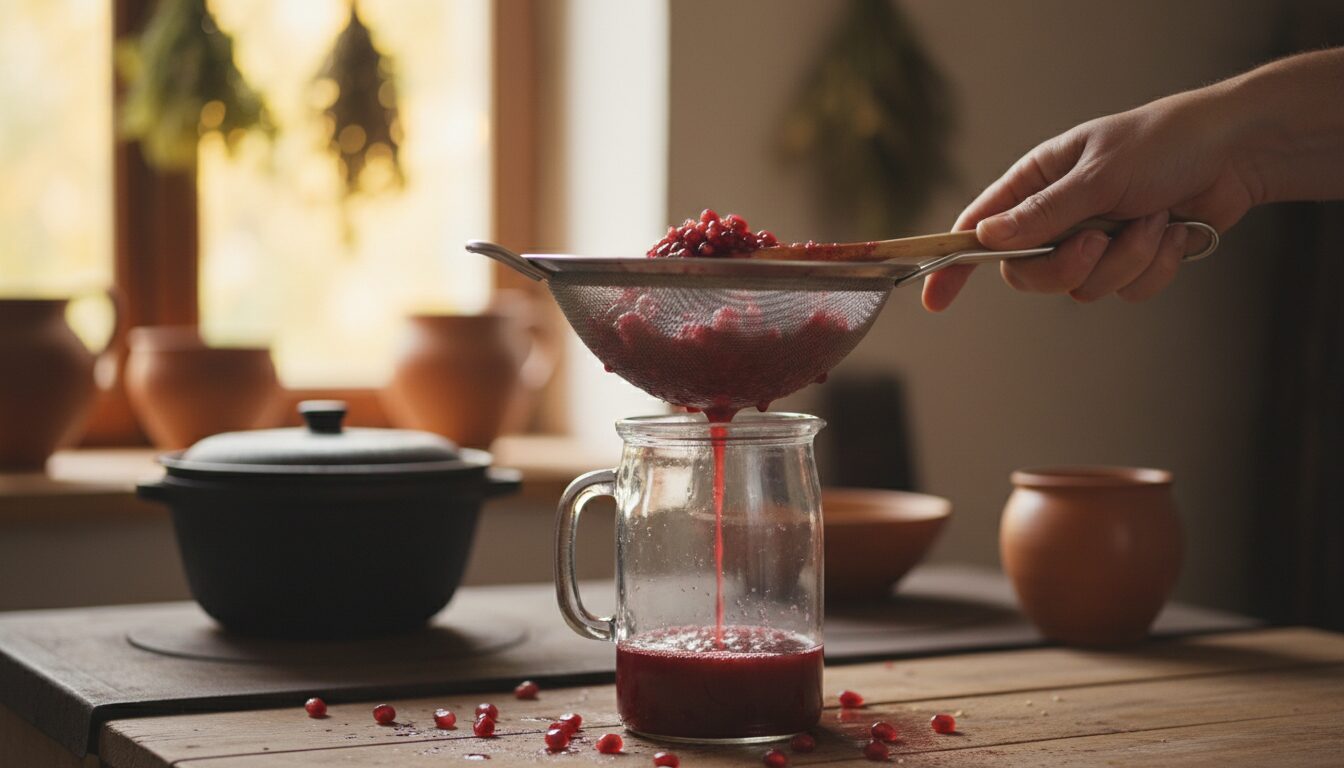 découvrez comment filtrer efficacement le jus de grenade avant cuisson pour obtenir une mélasse claire et de qualité.