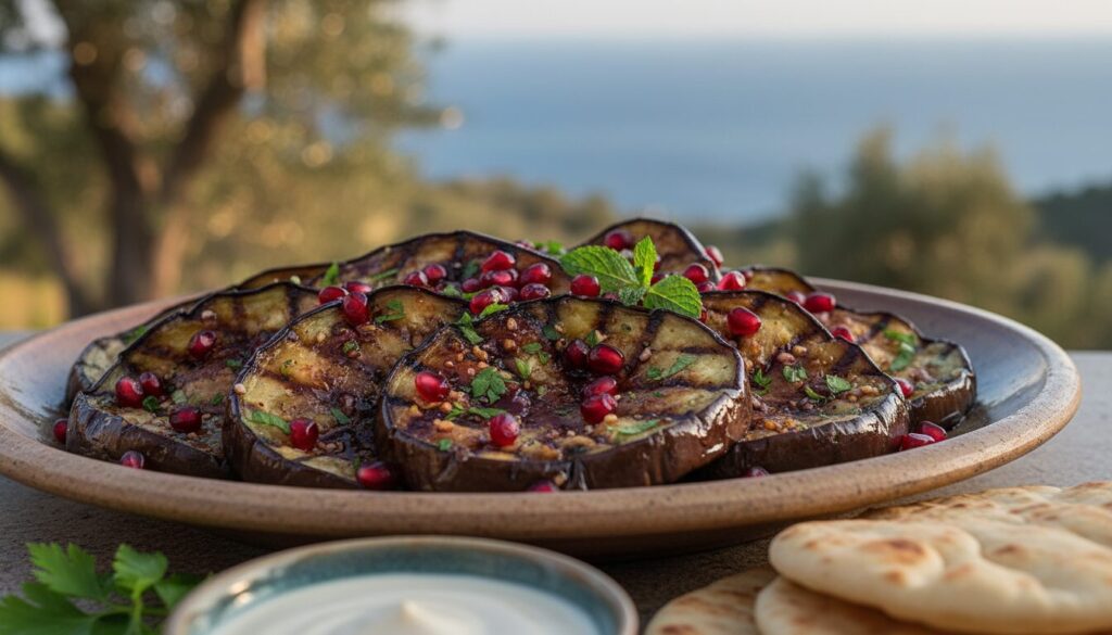 découvrez comment mariner des aubergines grillées avec une délicieuse mélasse de grenade et de l'ail pour un plat savoureux et plein de caractère.